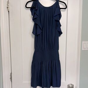 Elegant Navy Blue Ruffle Dress